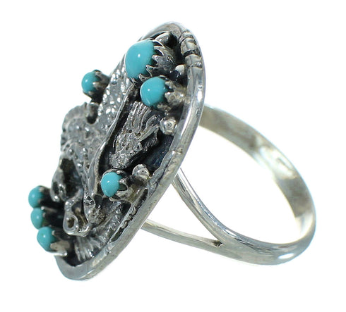 Turquoise Authentic Sterling Silver Eagle Jewelry Ring Size 5-3/4 RX85564